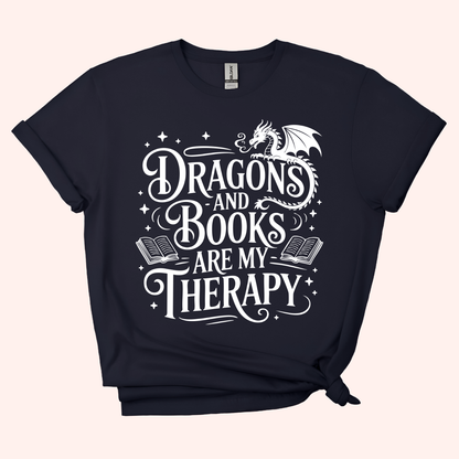 Dragons and Books are my Therapy Unisex T-shirt