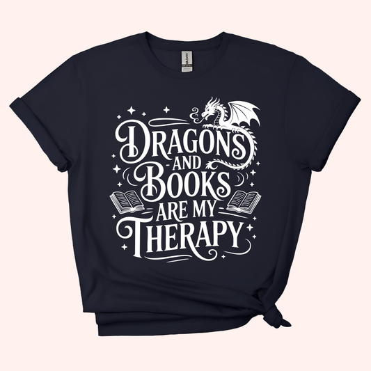Dragons and Books are my Therapy Unisex T-shirt